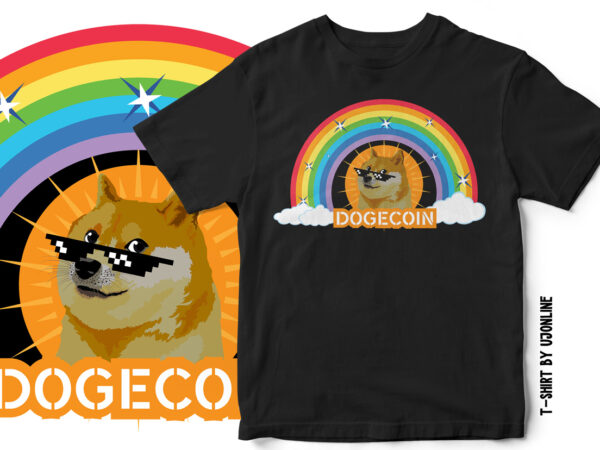 Dogecoin rainbow t shirt design