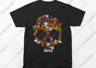 Haloween Skull Vector Spooky Graphic Tee Design