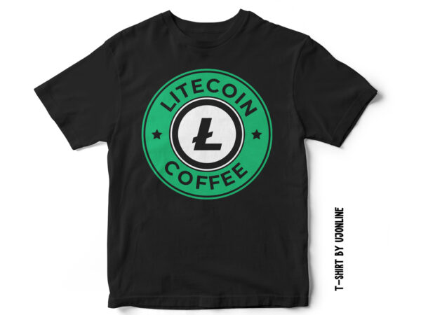 Litecoin coffee t-shirt design – parody design – cryptocurrency design