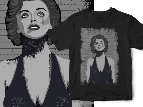 Marilyn monroe halloween portrait horror t-shirt design