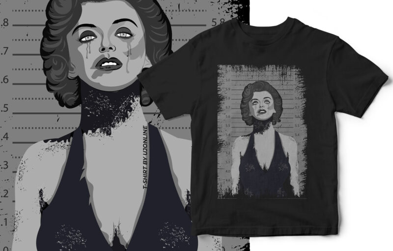 Marilyn Monroe Halloween Portrait Horror T-Shirt Design