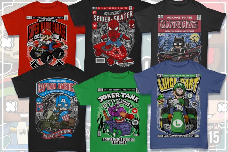 t-shirt vector 125 Pop Culture Tshirt Designs Bundle #7
