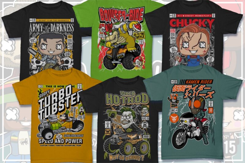 t-shirt vector 125 Pop Culture Tshirt Designs Bundle #7