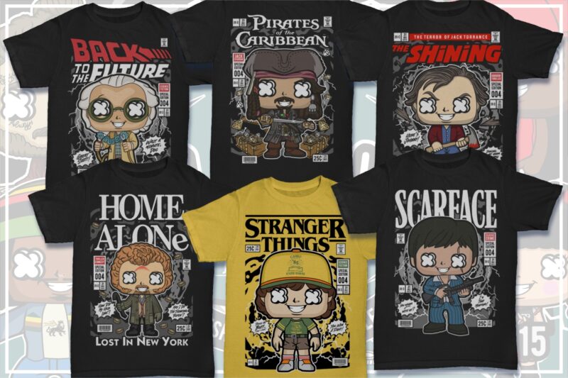 t-shirt vector 125 Pop Culture Tshirt Designs Bundle #7