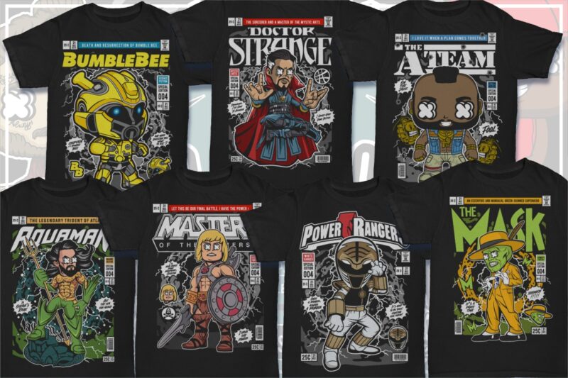 t-shirt vector 125 Pop Culture Tshirt Designs Bundle #7