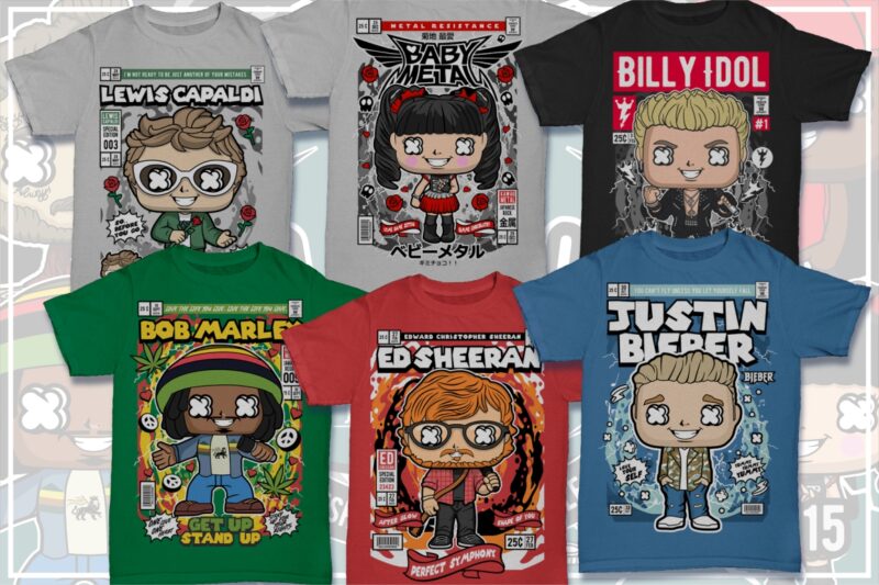 t-shirt vector 125 Pop Culture Tshirt Designs Bundle #7