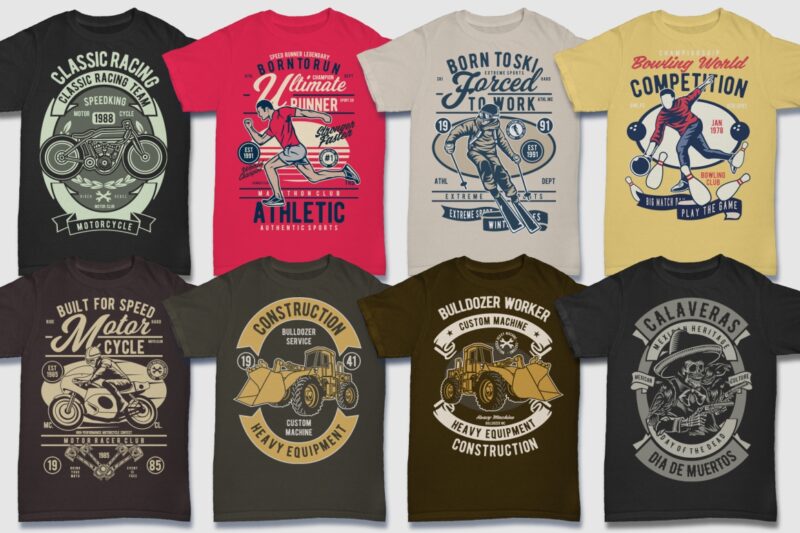 850 Tshirt Designs Retro MEGA BUNDLE