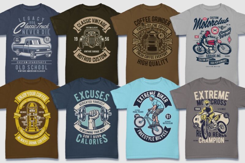 850 Tshirt Designs Retro MEGA BUNDLE