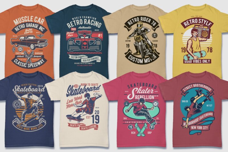 850 Tshirt Designs Retro MEGA BUNDLE