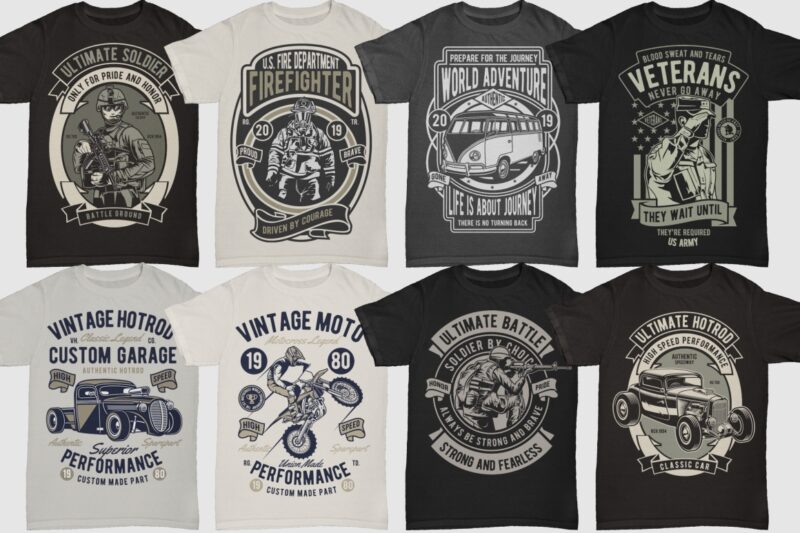 850 Tshirt Designs Retro MEGA BUNDLE