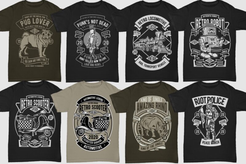 850 Tshirt Designs Retro MEGA BUNDLE