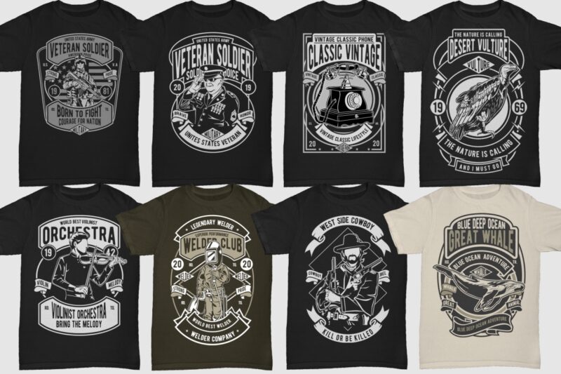 850 Tshirt Designs Retro MEGA BUNDLE