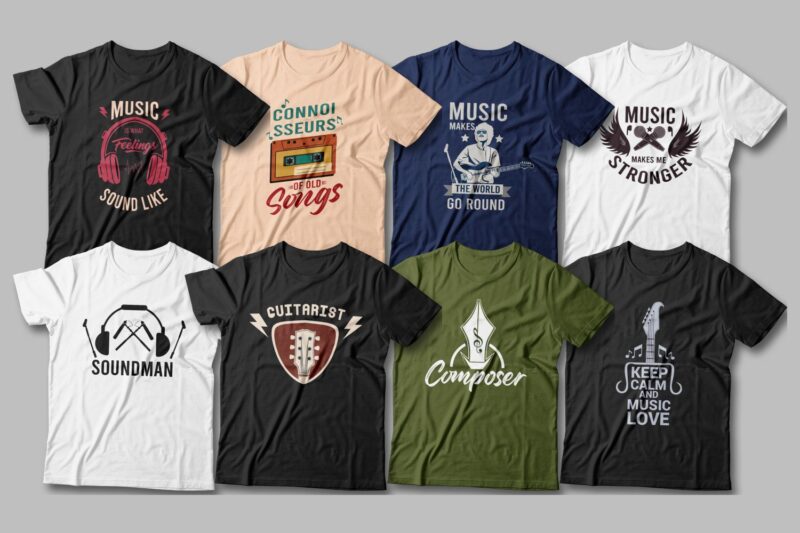 Music t-shirt Designs Bundle editable, Music T shirt, Vector t shirt ...