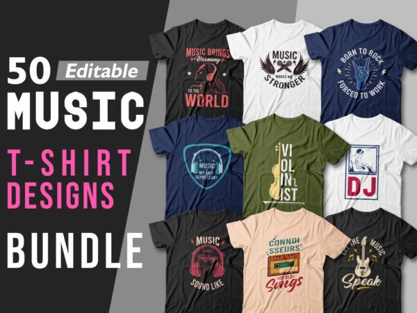 Music t-shirt designs bundle editable, music t shirt, vector t shirt design, music, dj, musician t shirt, t shirt design quotes, print on demand, pack,