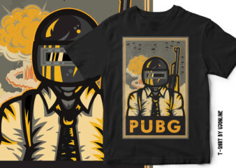PUBG GAME POSTER VECTOR T-SHIRT DESIGN FOR SALE