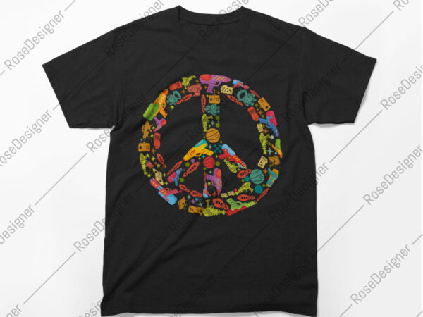 Peace sign, toy guns, spaceships, truth is out there, peace with aliens, vector t-shirt design