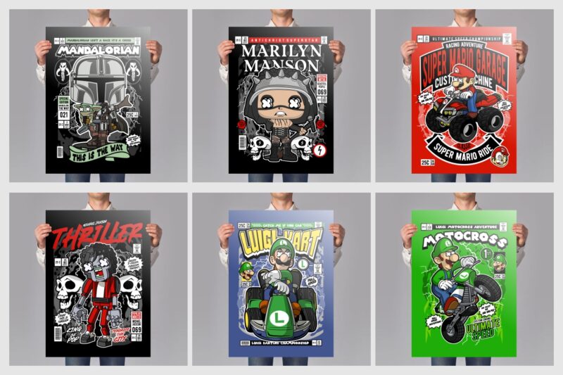 t-shirt vector 125 Pop Culture Tshirt Designs Bundle #7