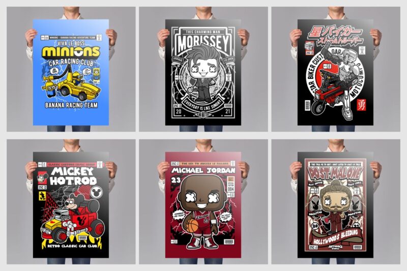 t-shirt vector 125 Pop Culture Tshirt Designs Bundle #7