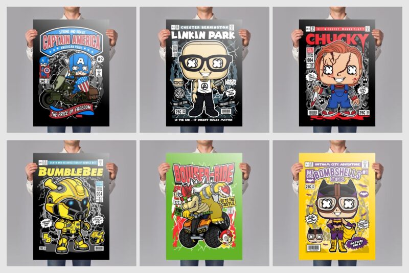 t-shirt vector 125 Pop Culture Tshirt Designs Bundle #7
