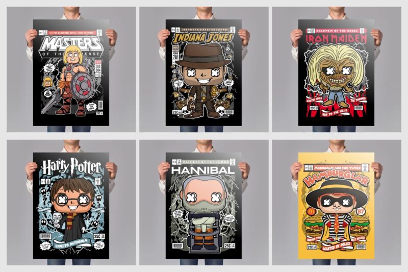 t-shirt vector 125 Pop Culture Tshirt Designs Bundle #7