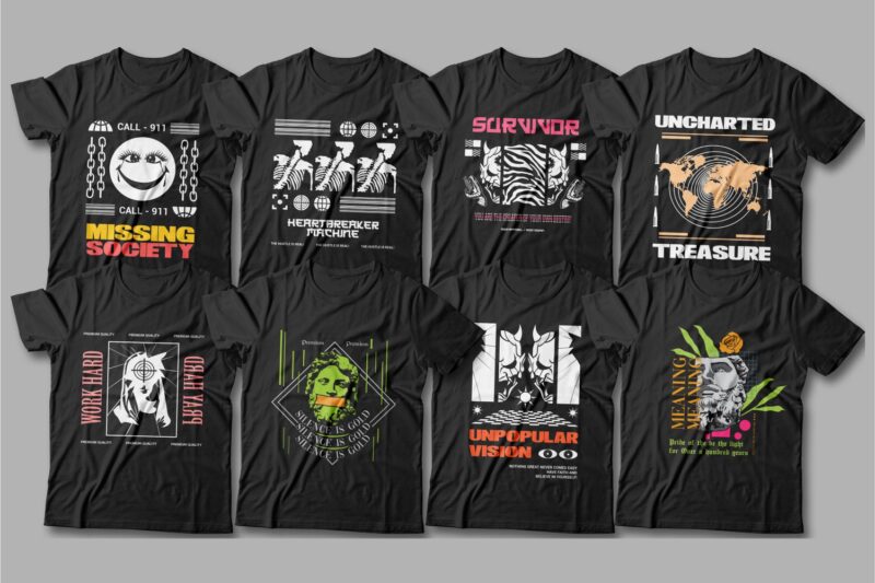 t-shirt vector Urban streetwear t shirt designs vector bundle, cool t shirt design, t shirt design for pod, svg, png,