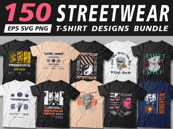 Urban streetwear t shirt designs vector bundle, cool t shirt design, t shirt design for pod, svg, png,