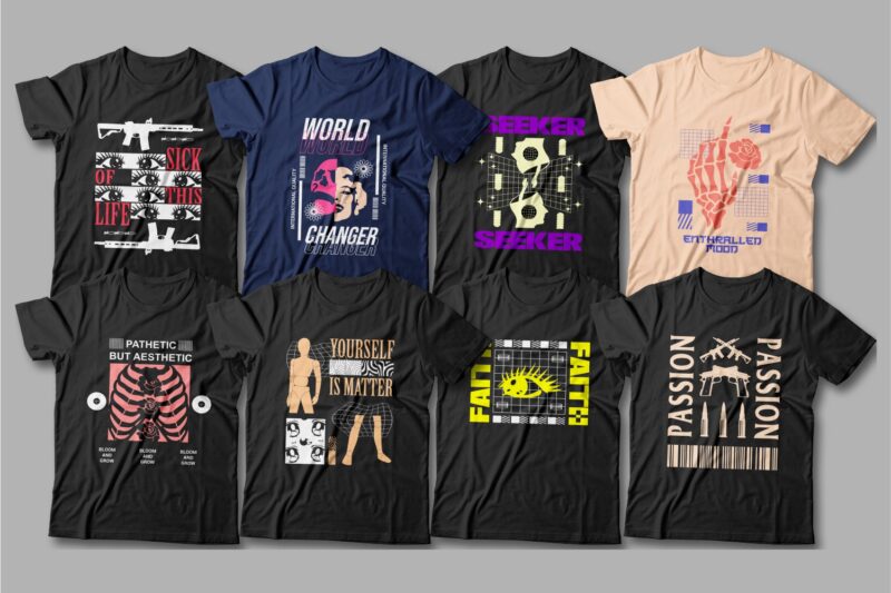 Urban streetwear t shirt design bundle, T-shirt design vector packs ...
