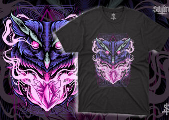 The Owl Darkness Illustration t shirt designs for sale