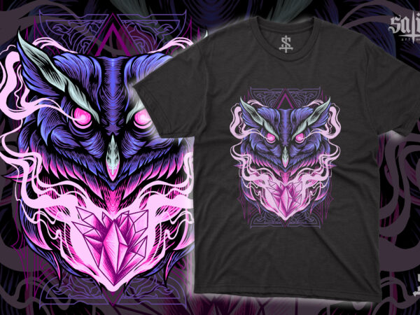The owl darkness illustration t shirt designs for sale