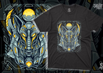 The Anubis Mecha Cyberpunk Illustration t shirt designs for sale