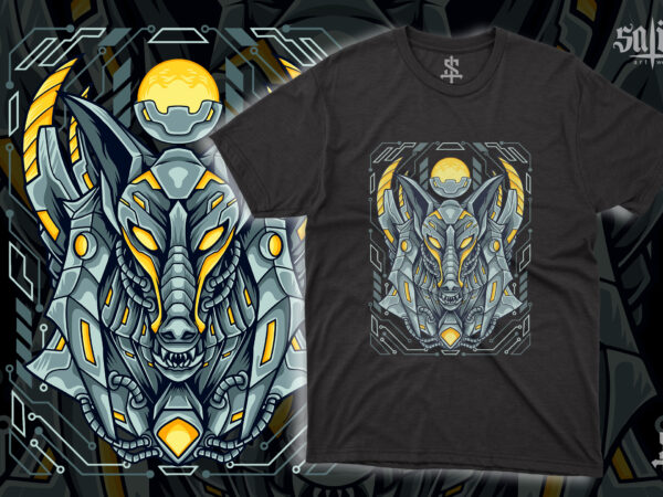 The anubis mecha cyberpunk illustration t shirt designs for sale