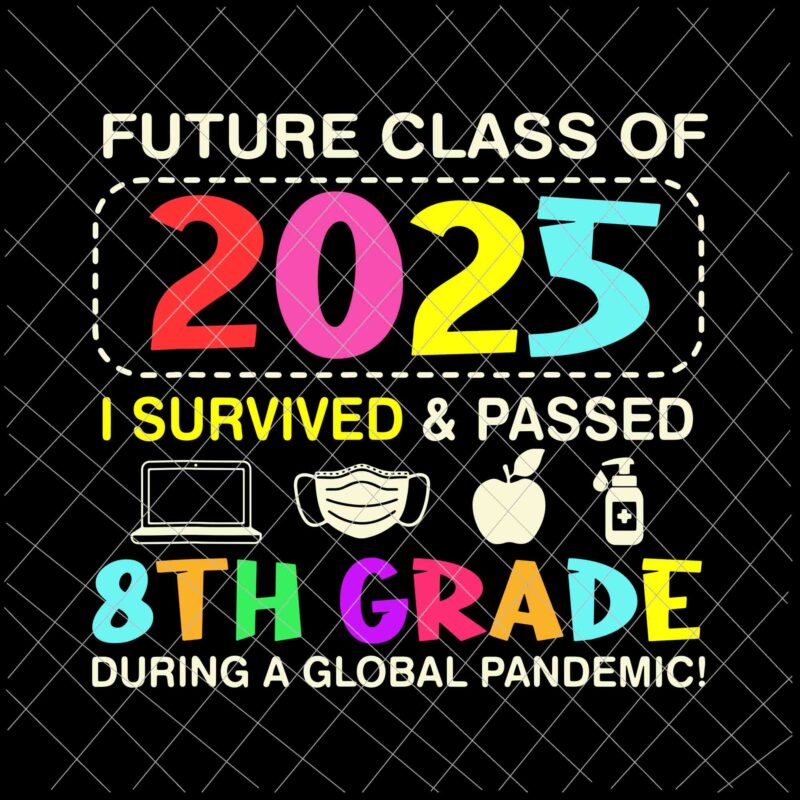 Future Class Of 2025 I Survived And Passed 8Th Grade Svg, During A Global Pandemic Svg, Last Day Of School Svg