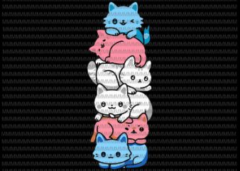 Transgender Pride Cat LGBT Trans Flag Cute Cats Pile Svg, Cat Svg, Cute Cat Svg, Cat LGBT Svg t shirt designs for sale
