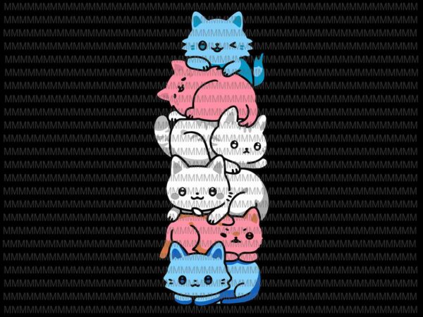 Transgender pride cat lgbt trans flag cute cats pile svg, cat svg, cute cat svg, cat lgbt svg t shirt designs for sale