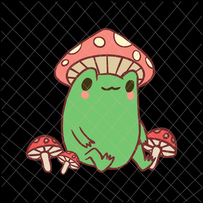 Frog Mushroom Svg, Frog with Mushroom Hat Cute Cottagecore Aesthetic ...