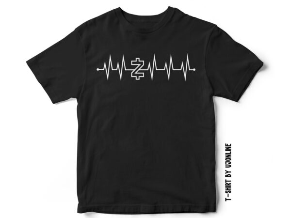 Zcash heartbeat – cryptocurrency t-shirt design – zcash svg