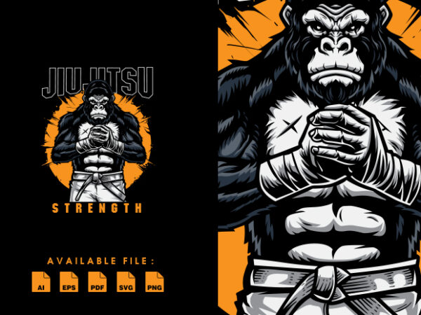 Jiu jitsu gorilla strength t-shirt design