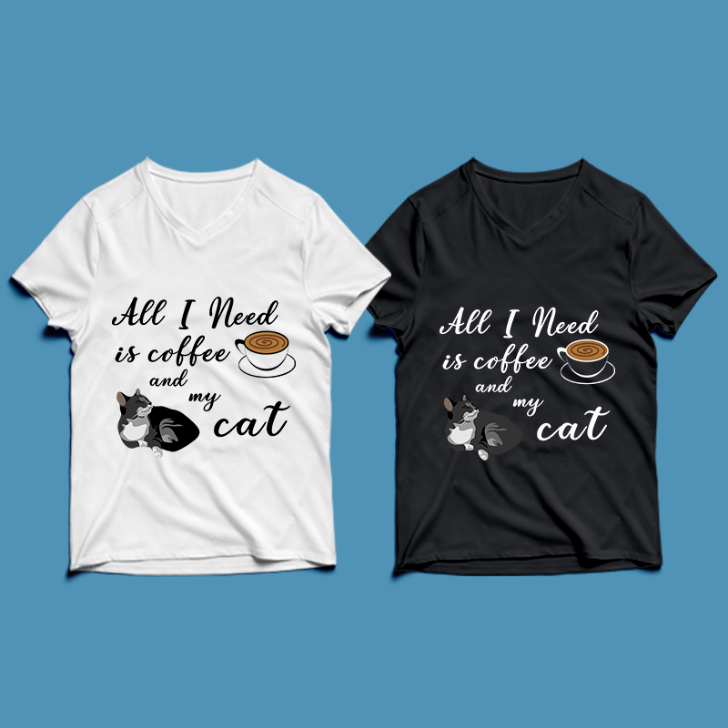 all i need is coffee and my cat – cat t-shirt design , cat tshirt design , cat t shirt design , cat svg ,cat eps, cat ai , cat png