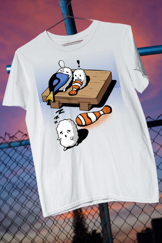 Sushi T-Shirt / Japanese / Foodie / Japanese Food / Nigiri / Temaki/ Salmon / Tuna 30 Design PSD + PNG