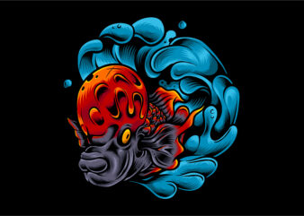 Flower horn fish t shirt graphic design