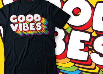 good vibes rainbow repeated design | typography design |pastel design