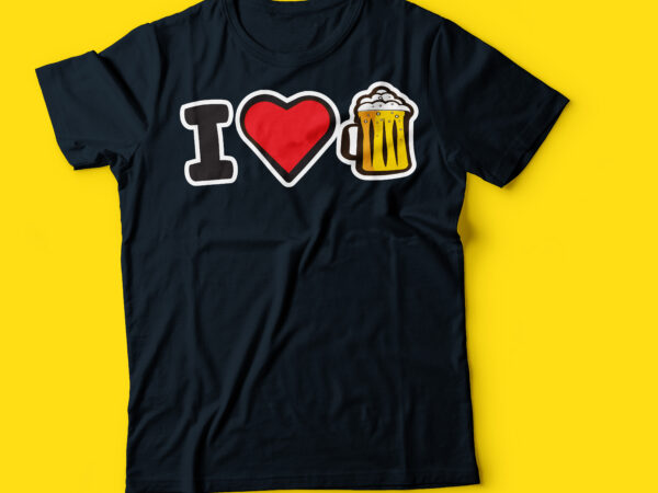 I love beer typography design heart and beer graphics