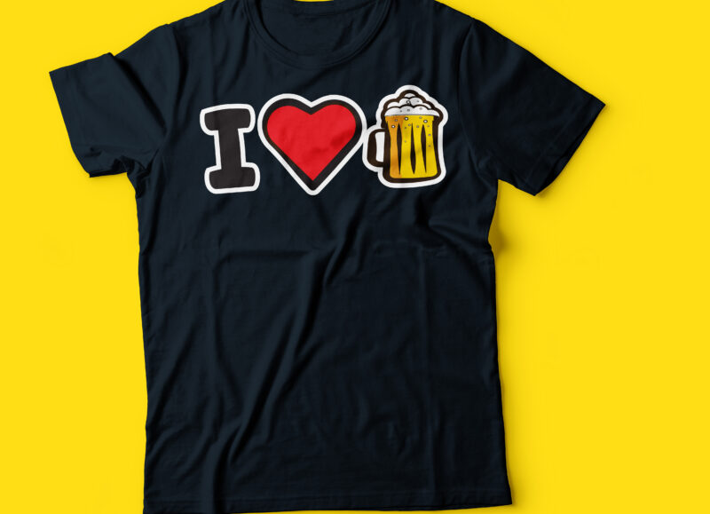 i love beer typography design heart and beer graphics