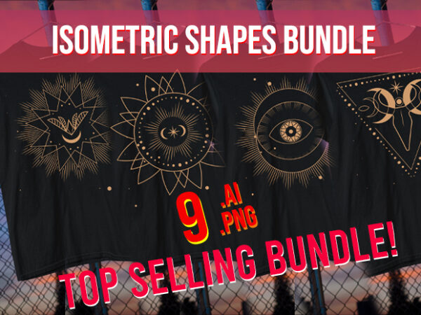 Isometric shapes / moon / sun / bull / eye / shapes / tank top / summer / astrological / stars t shirt design for sale