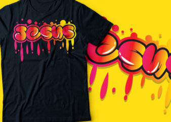 Jesus neon graffiti style typography design