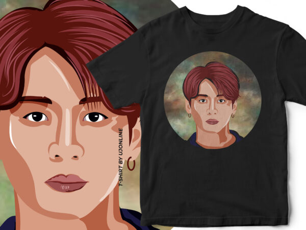 Fan art – jungkook vector portrait – bts – t-shirt design for bts fans