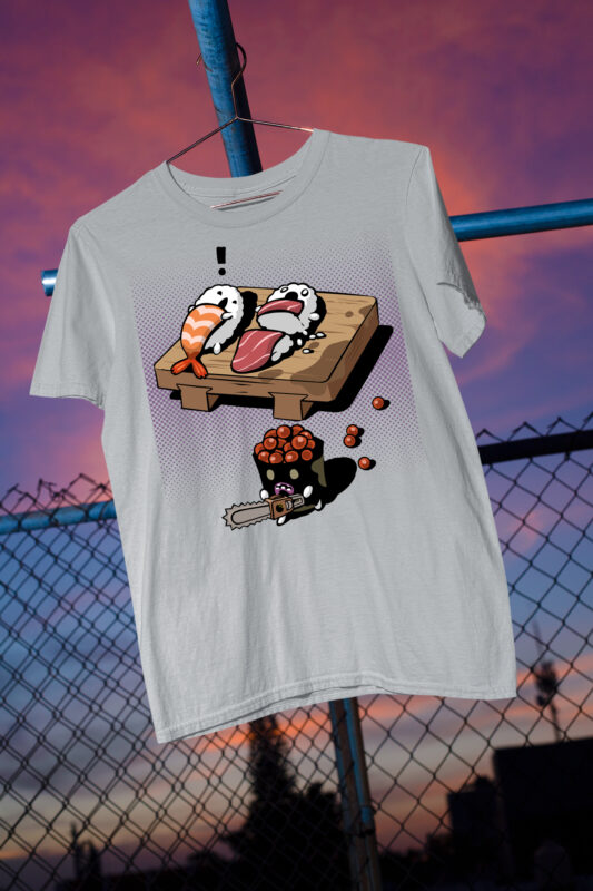 Sushi T-Shirt / Japanese / Foodie / Japanese Food / Nigiri / Temaki/ Salmon / Tuna 30 Design PSD + PNG