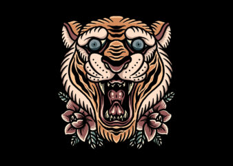 lone tiger oldschool t shirt vector graphic