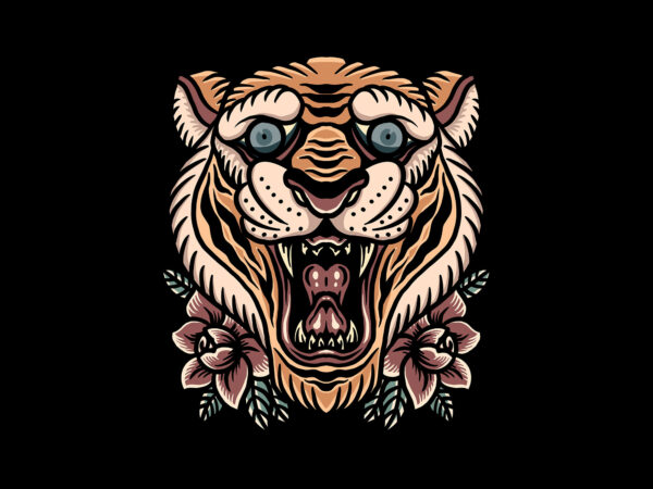 Lone tiger oldschool t shirt vector graphic