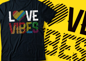 love rainbow heart with rainbow text typography design | love vibes